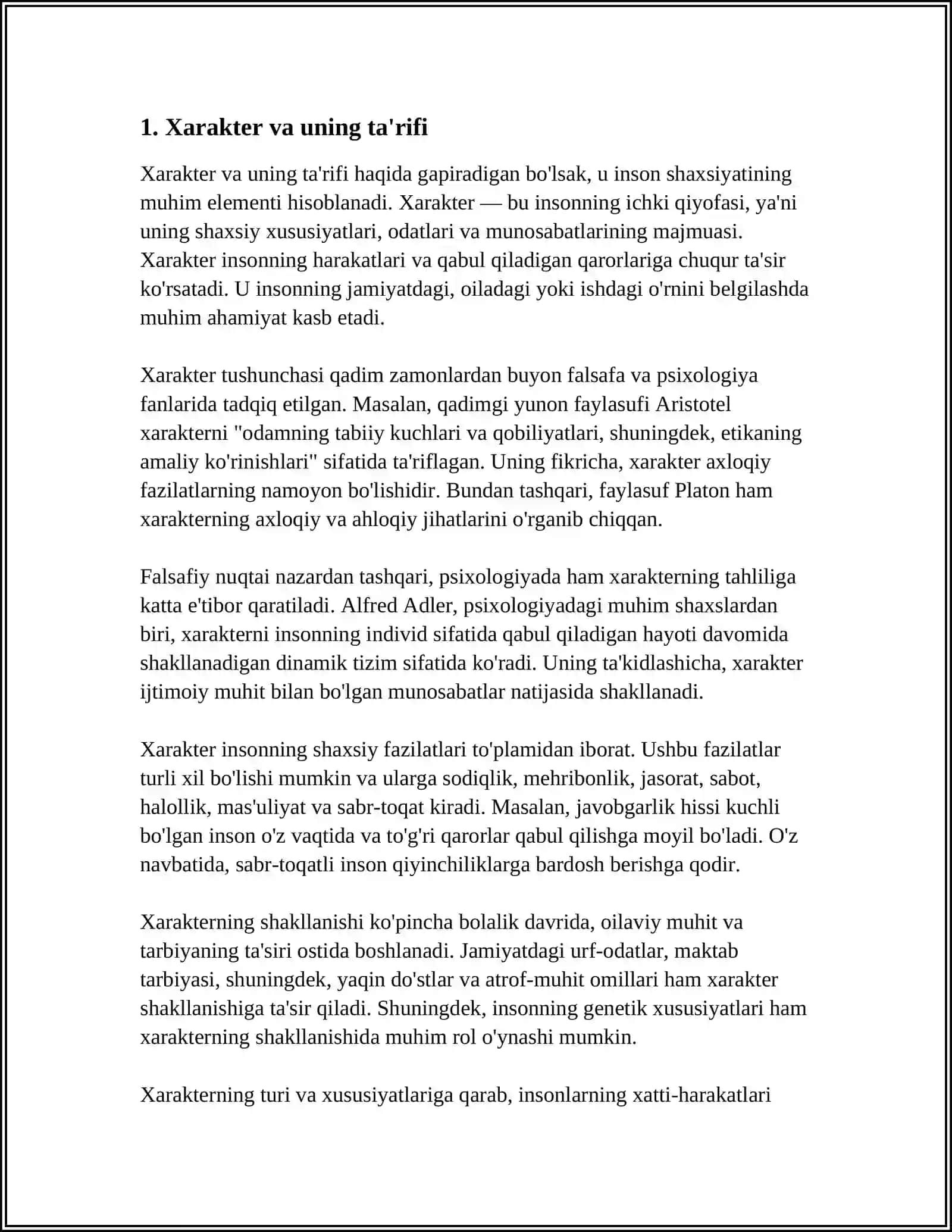 MUSTAQIL ISH Mavzu: KASB TANLASHDA XARAKTERNING OʻRNI VA ROLI 3