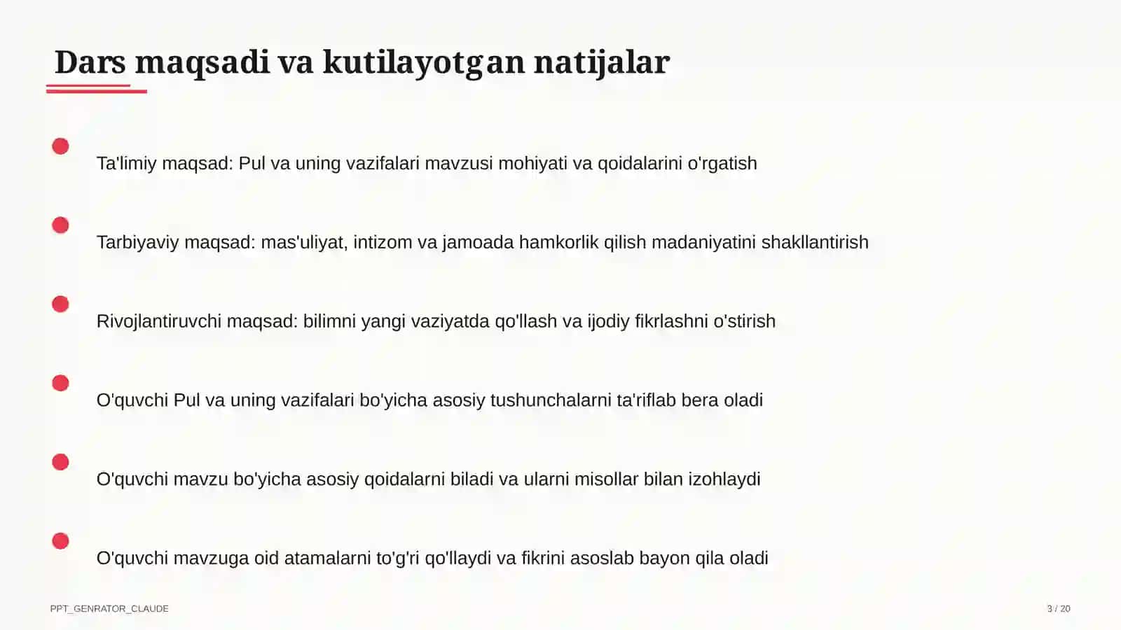 Pul va uning vazifalari (9-sinf) 3