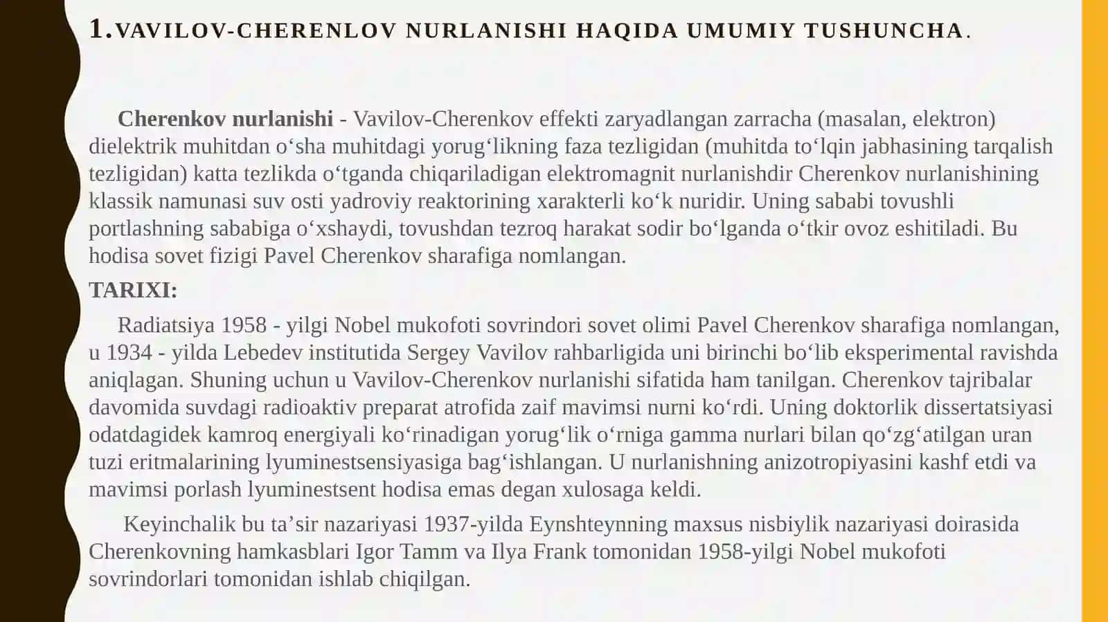 Vavilov-Cherenkov Nurlanishi 3