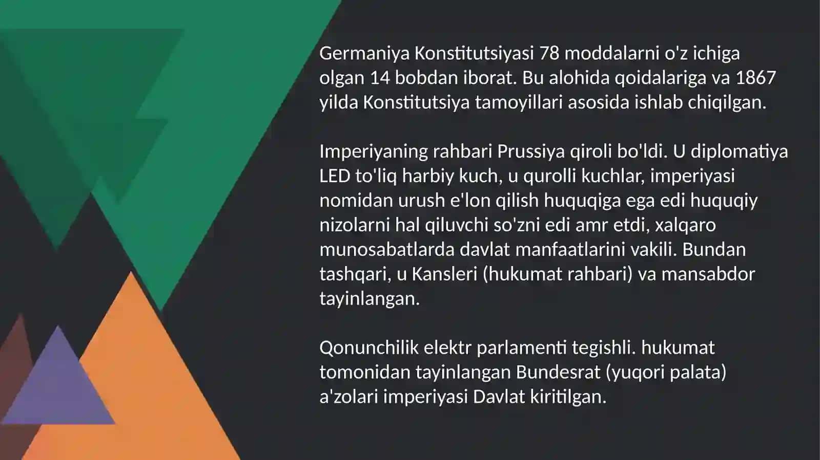 1871-yil imperiya Konstitutsiyasi. 1871-1899-yillarda Germaniya iqtisodiyotining oʻsishining sabablari 3