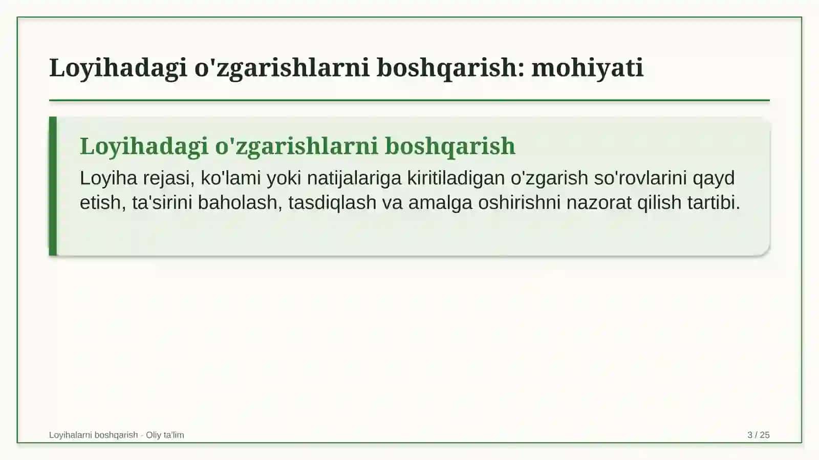 xususiy universitetlarda loyihadagi o'zgarishlarni boshqarish 5568 3