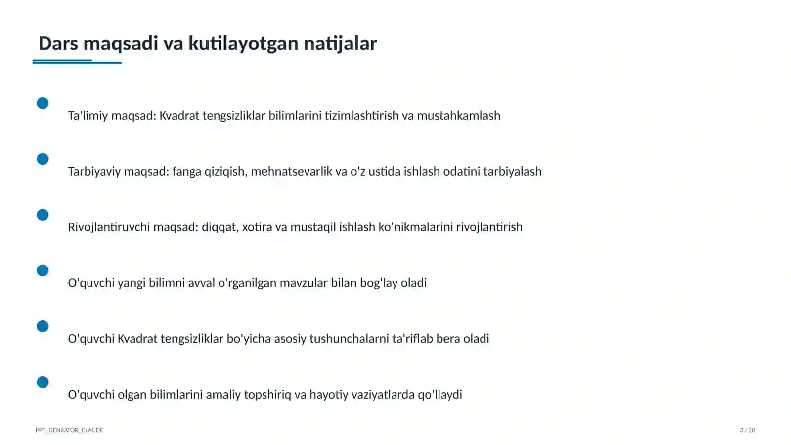 Kvadrat tengsizliklar (9-sinf) 3