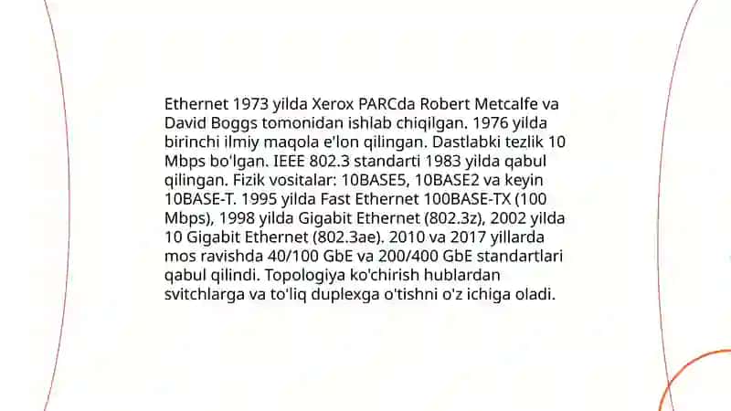Ethernet texnologiyasi va uning turlari haqida 3