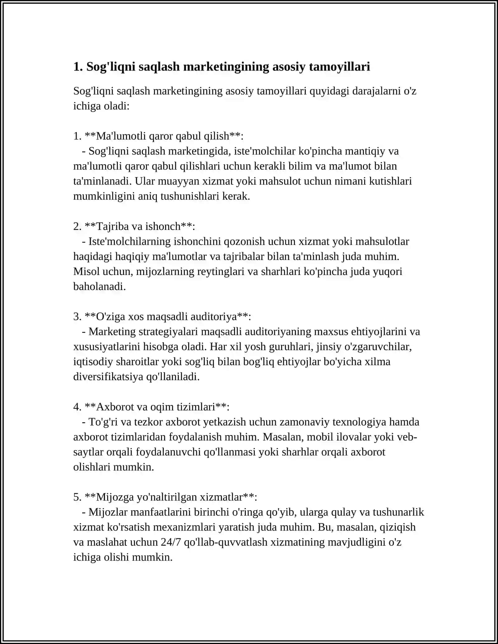 SOG'LIQNI SAQLASH SOHASIDA MARKETINGNING O'RNI 3