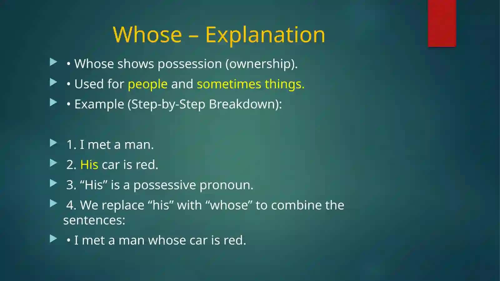 Relative Clauses: Whose / Whom / Where 3