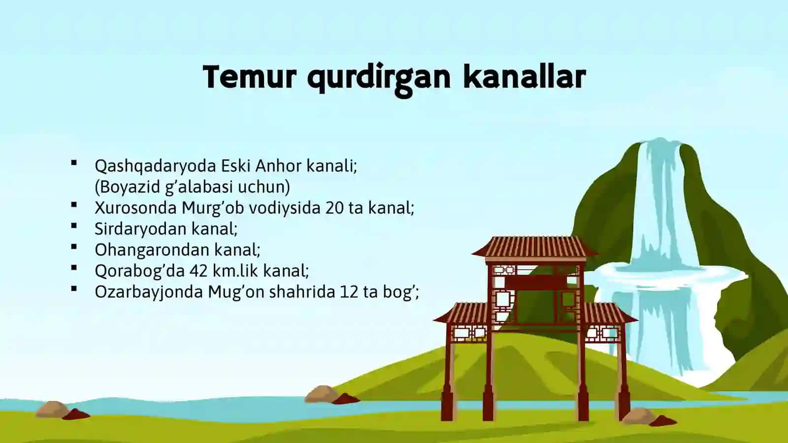Amir Temur davlatida obodonchlik va bunyodkorlik ishlari 3