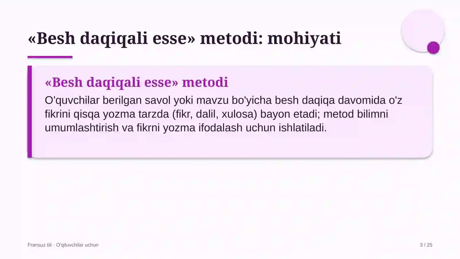 fransuz tili darslarida besh daqiqali esse metodidan foydalanish 4391 3