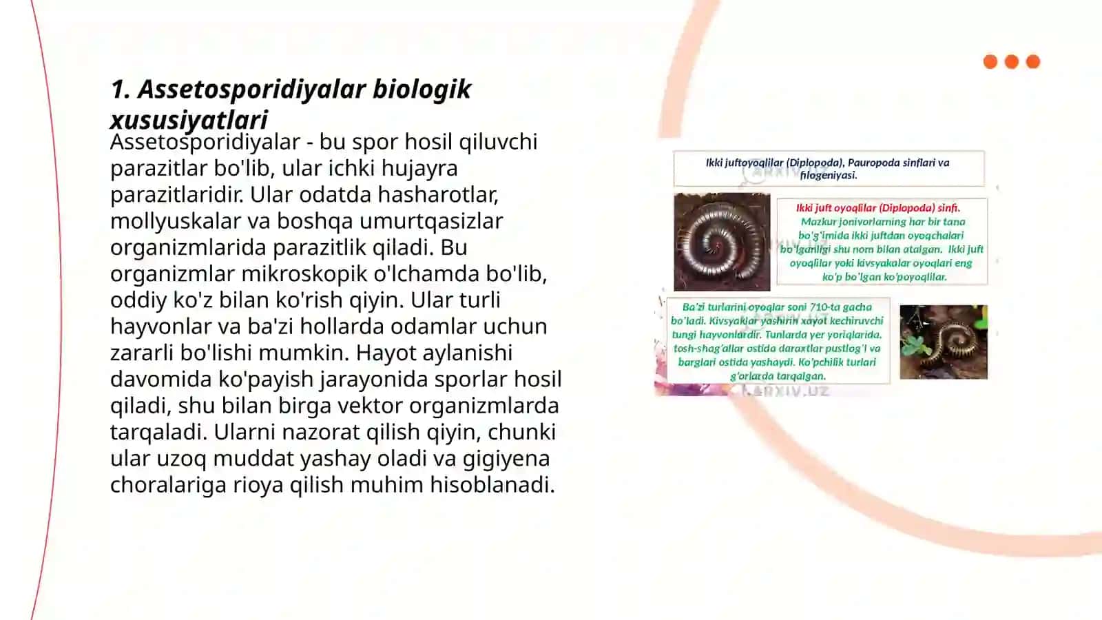 Assetosporidiyalar biologik xususiyatlari 3