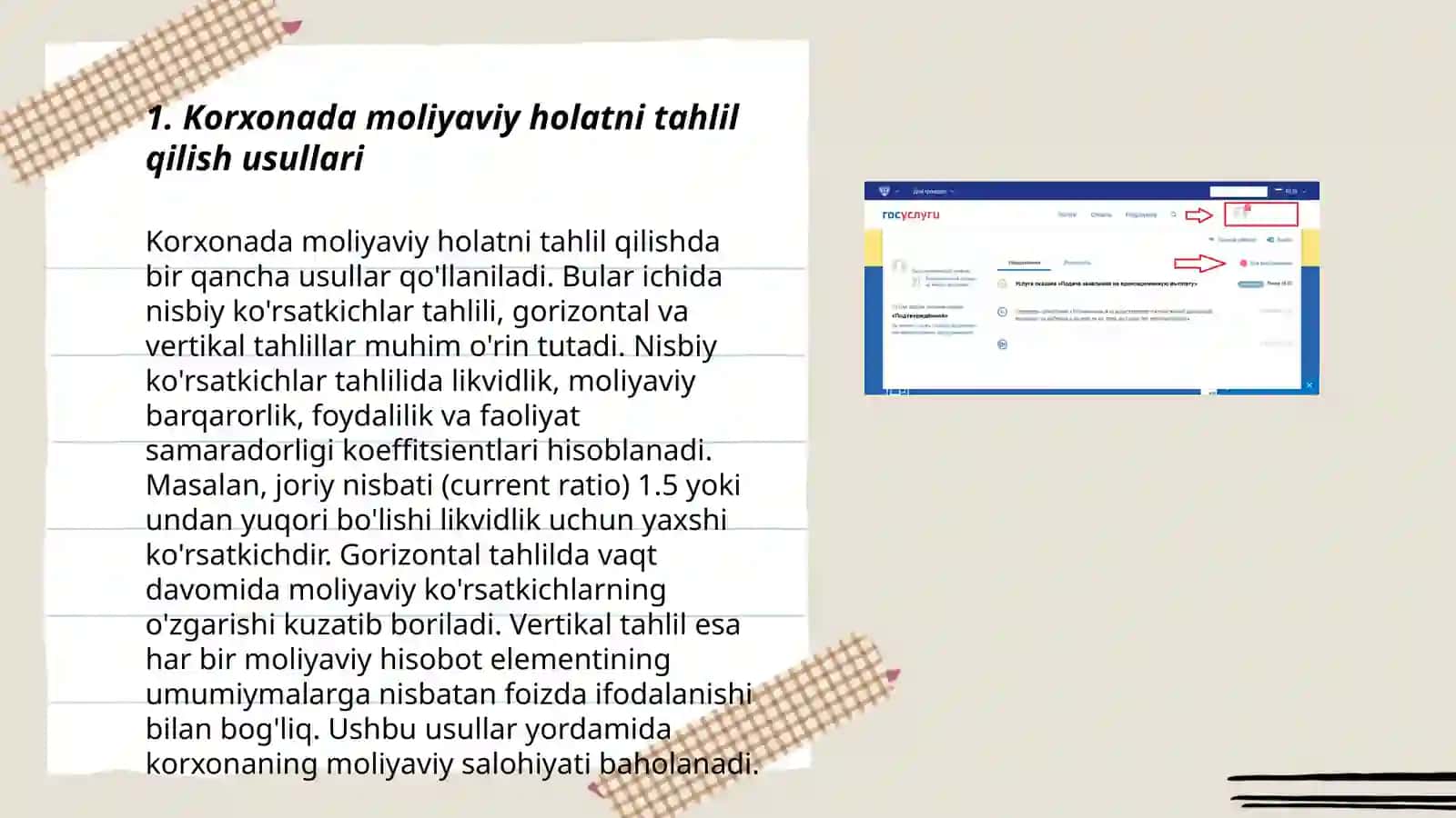 Korxonada moliyaviy holatni tahlil qilish usullari 3