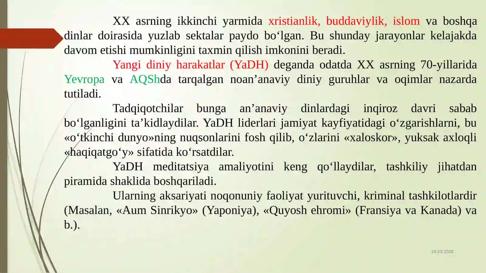 YANGI DINIY TA’LIMOTLAR VA SEKTALAR 3
