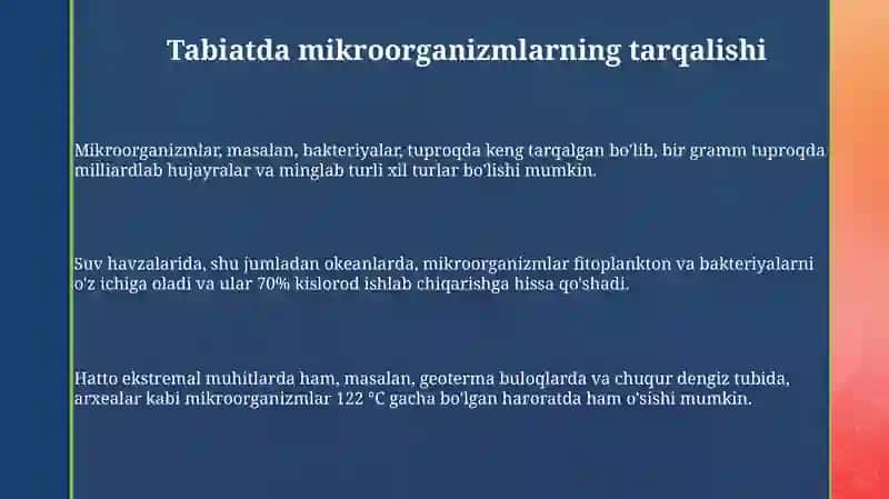 MIKROORGANIZMLARNING TABIATDA TAROALISHI 3
