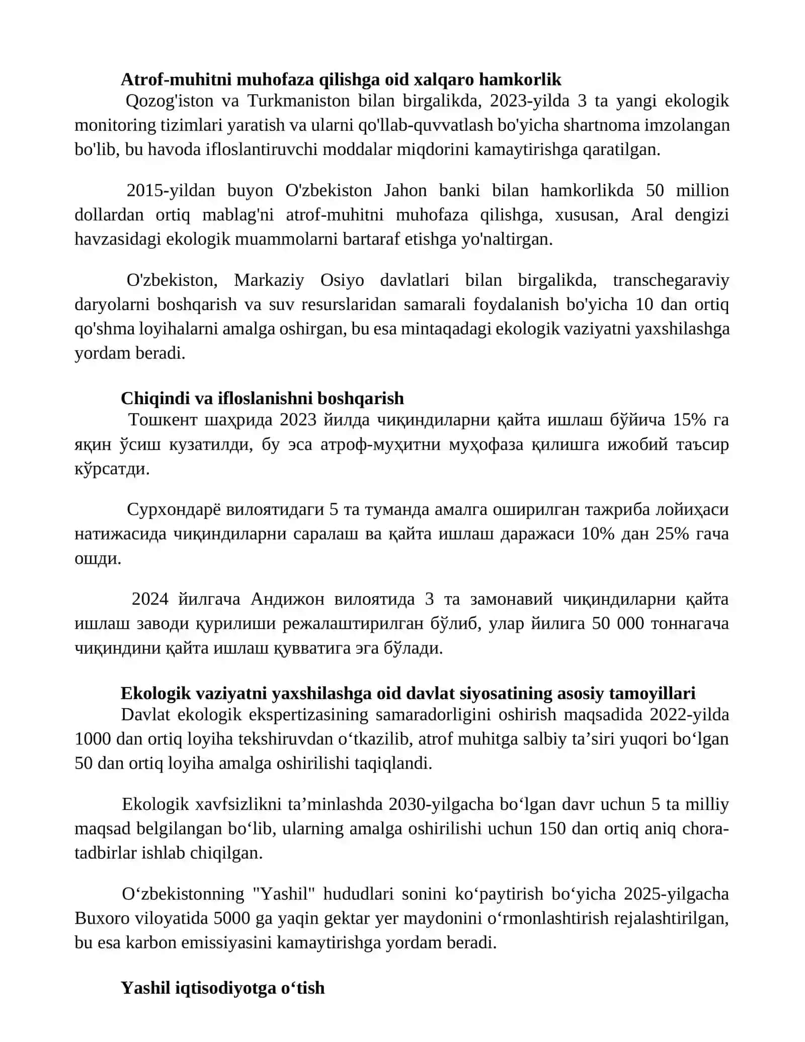 Ekologik vaziyatni yaxshilash borasidagi Davlat siyosati 3
