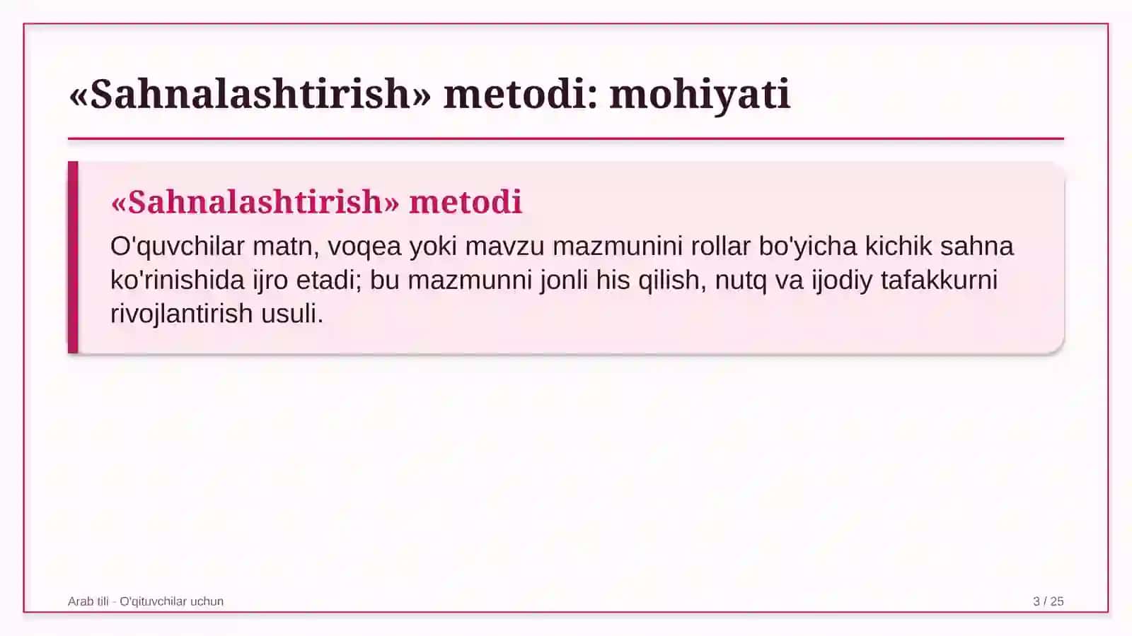 arab tili darslarida sahnalashtirish metodidan foydalanish 6906 3