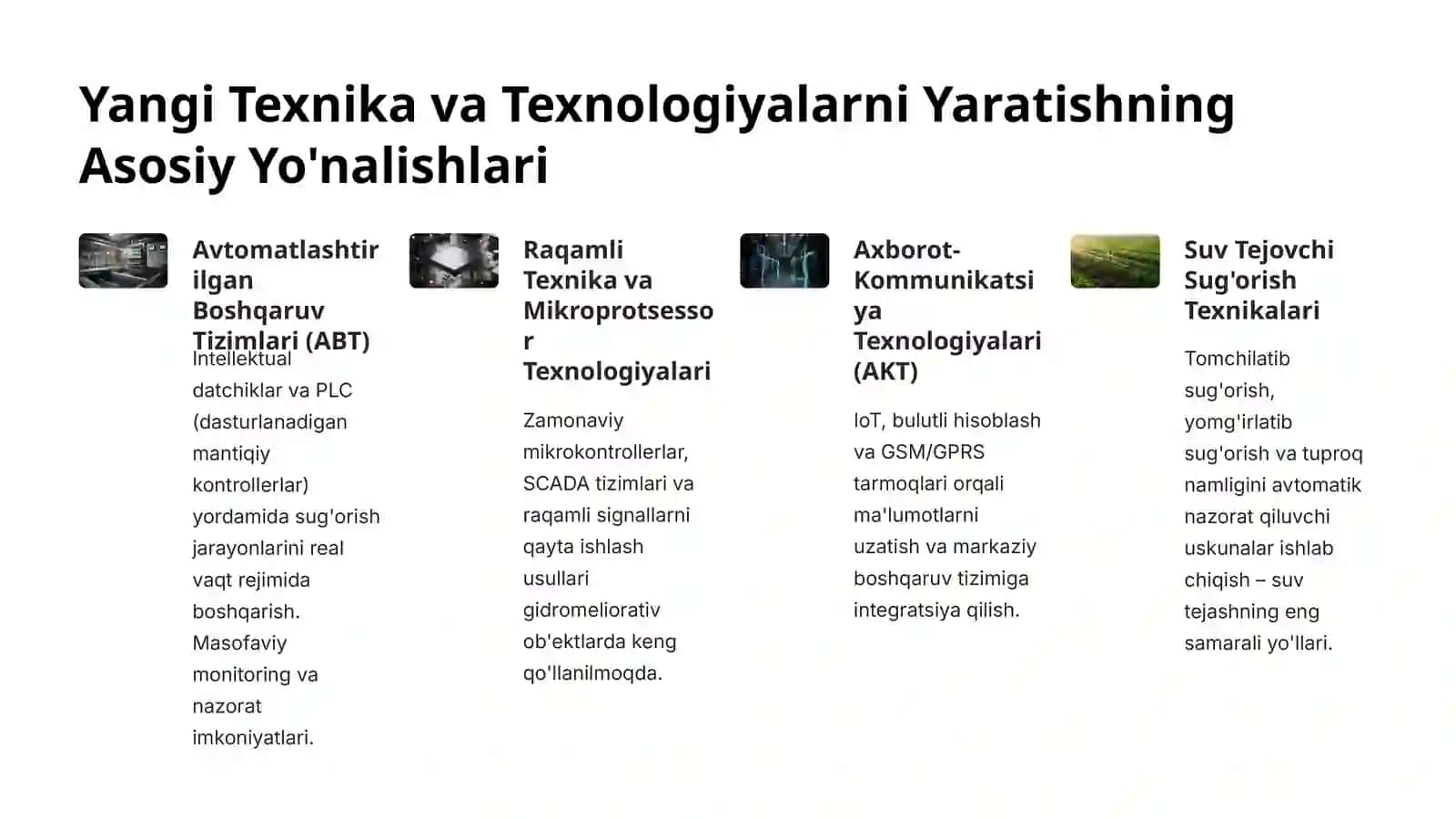 Yangi Texnika va Texnologiyalarni yaratish, ishlab chiqarish jarayonlarini avtomatlashtirish 3
