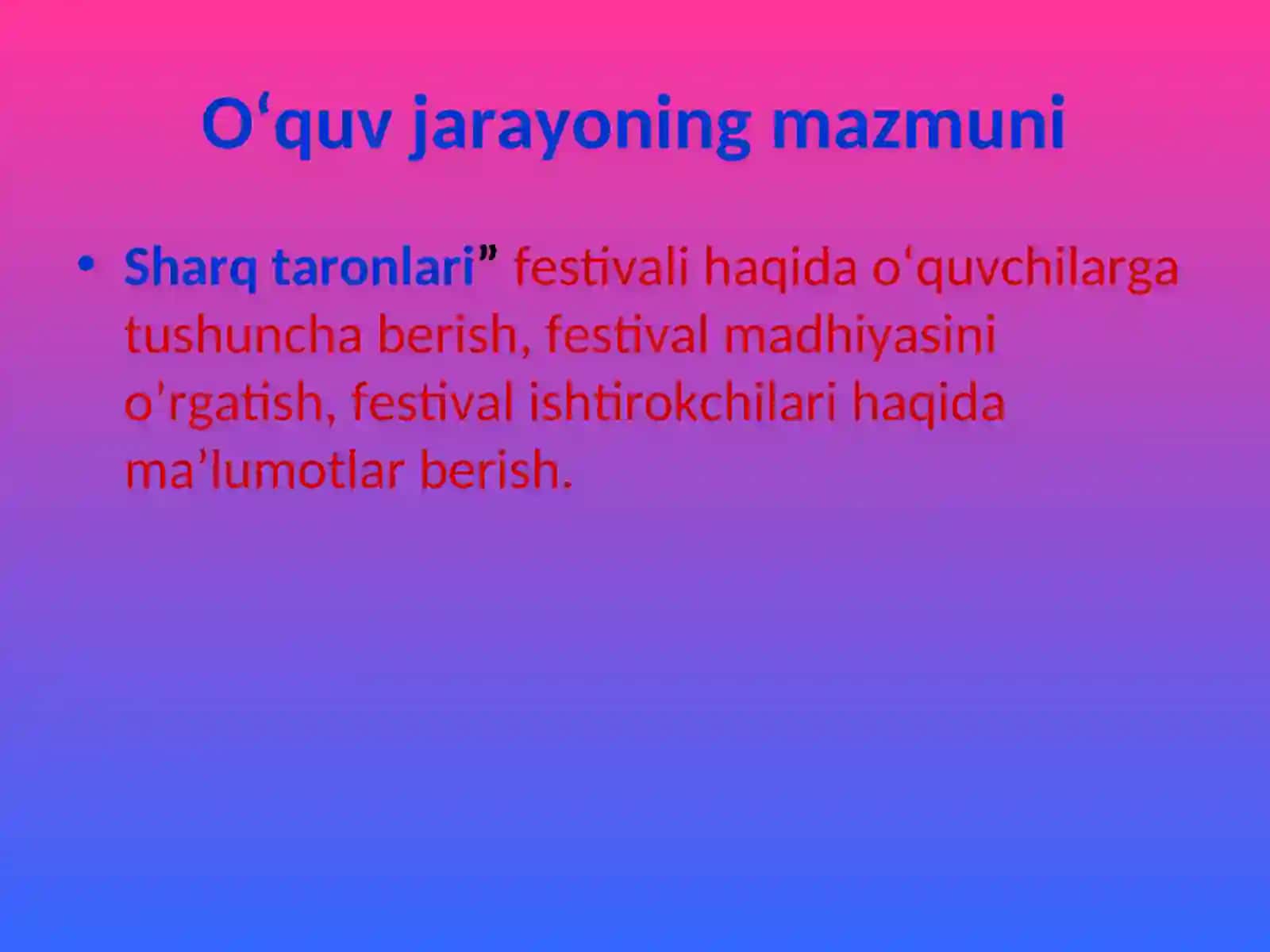 Mavzu:“Sharq taronlari” 3