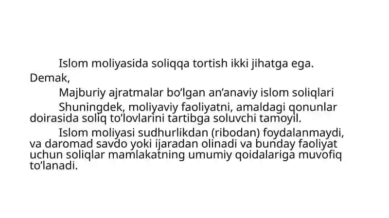 Islomiy moliyani soliqqa tortish 3