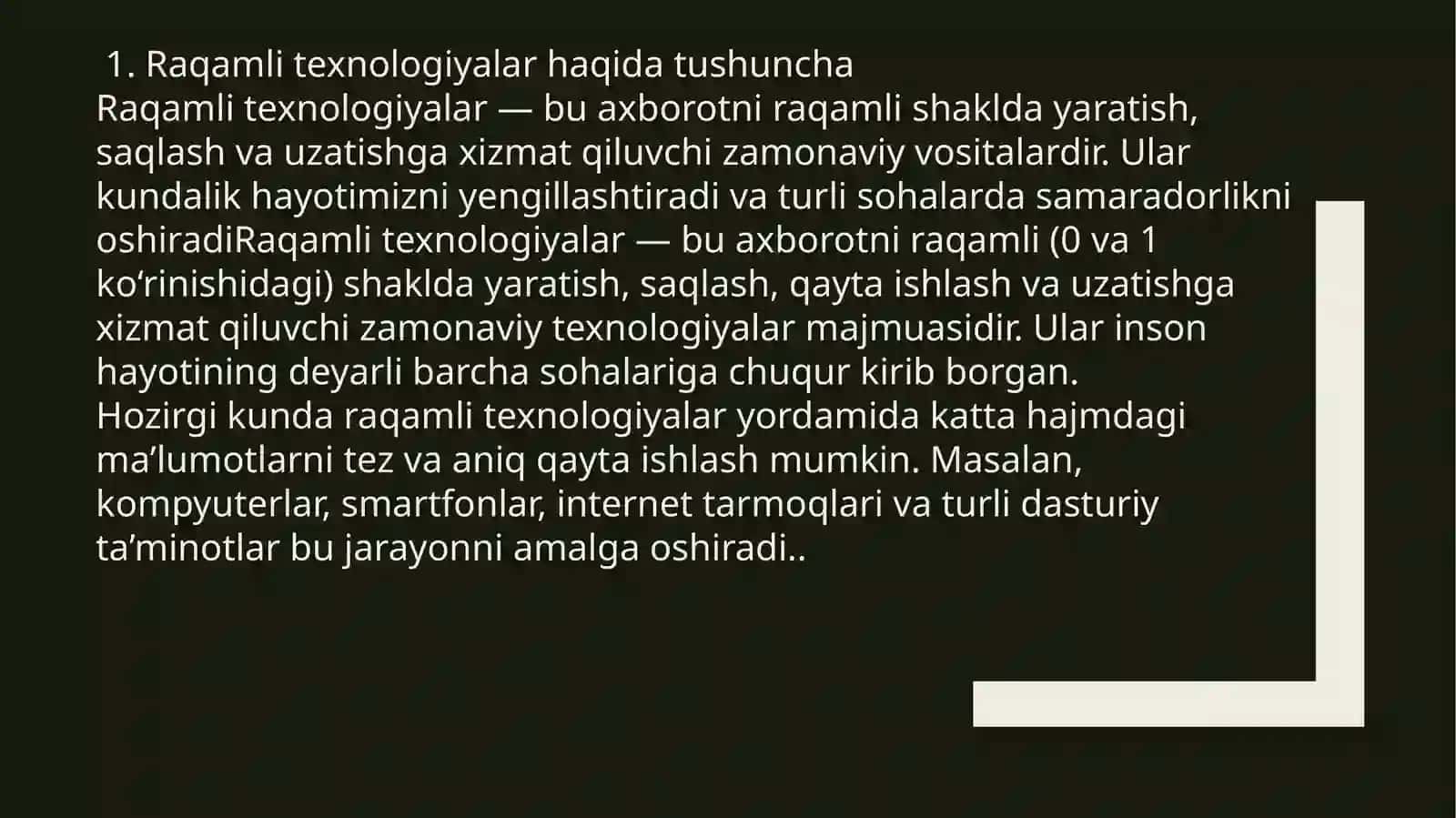 Raqamli texnologiyalarning turlari va ulardan foydalanish usullari 3
