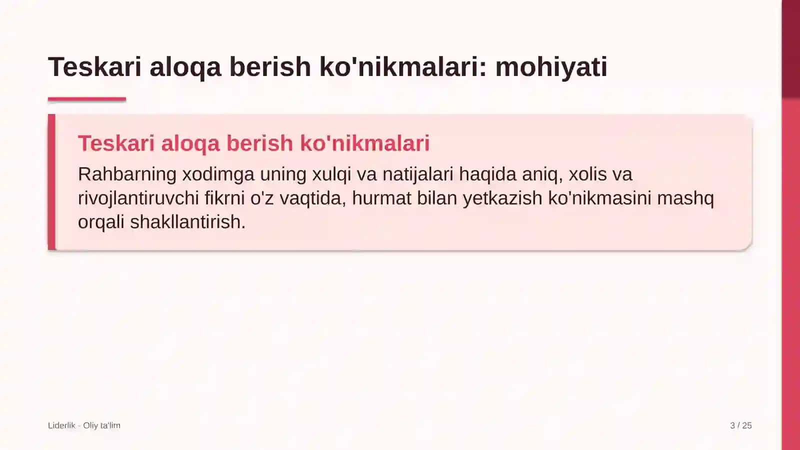 Buyum bozorlarida teskari aloqa berish ko'nikmalarini rivojlantirish 3