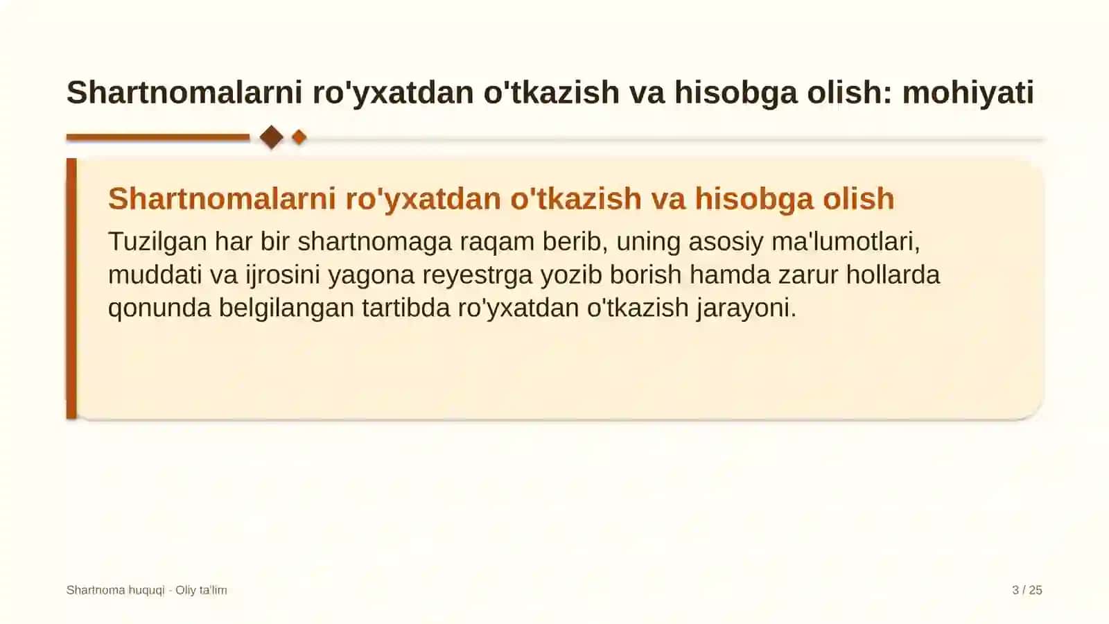 SHARTNOMA HUQUQI · OLIY TA'LIM 3