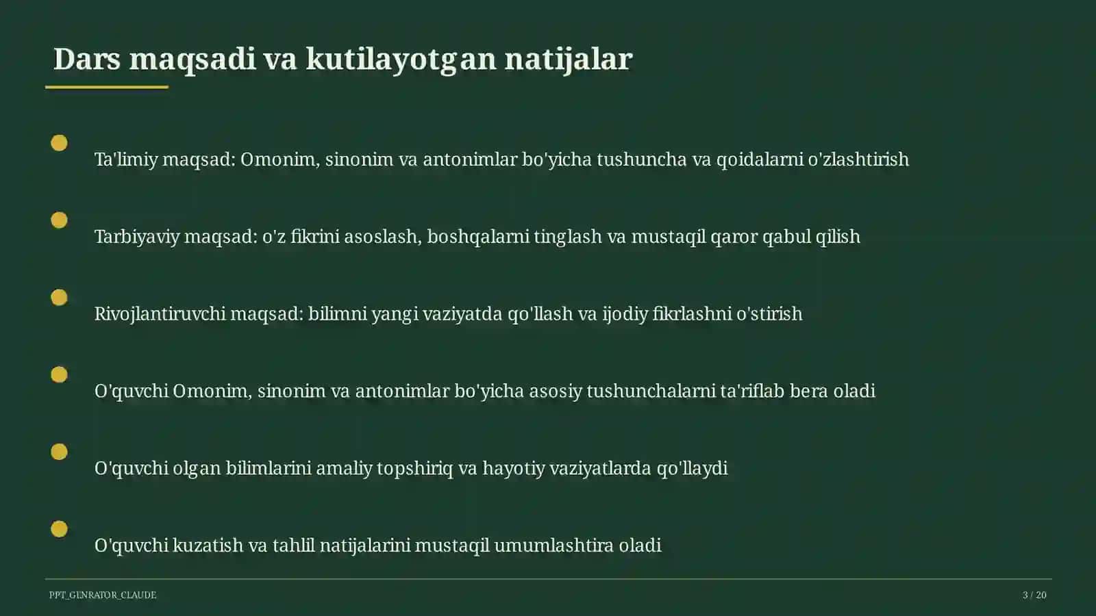Omonim, sinonim va antonimlar (5-sinf) 3
