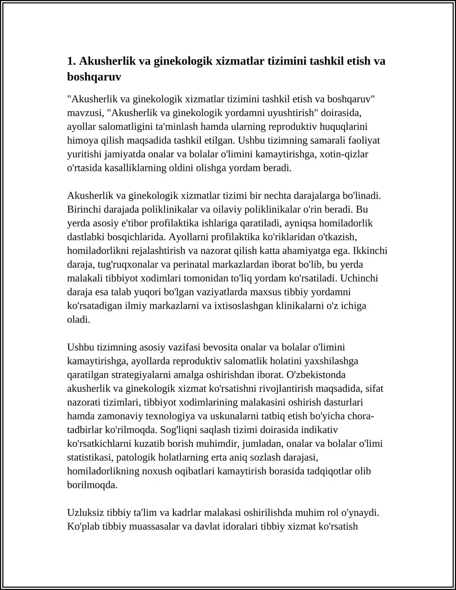 Akusherlik va ginekologik yordamni uyushtirish 3