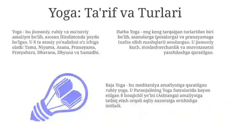 Yoga: Ta'rif, Turlari va Asosiy Tamoyillari 3