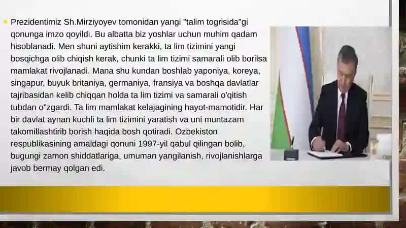 O’zbekiston Respublikasining “Ta’lim to’g’risida”gi Qonuni 3