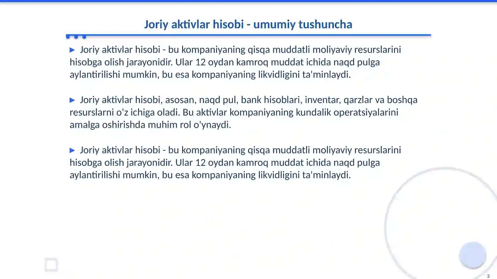 Joriy aktivlar tahlili 3
