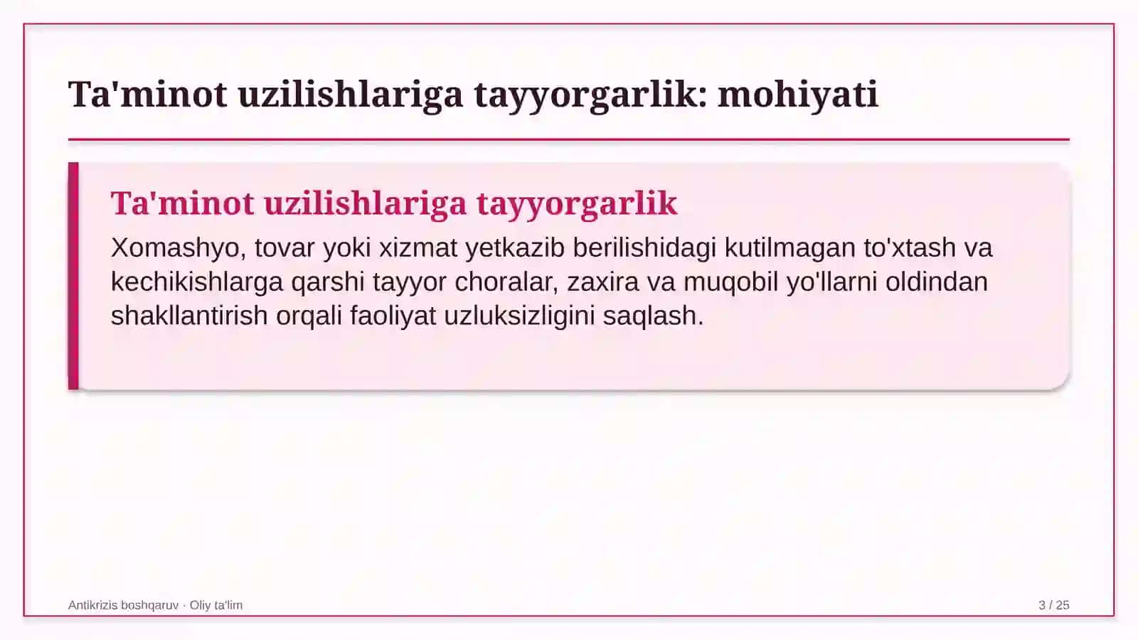 Yo'l harakati xavfsizligi xizmatida ta'minot uzilishlariga tayyorgarlikni ta'minlash 3