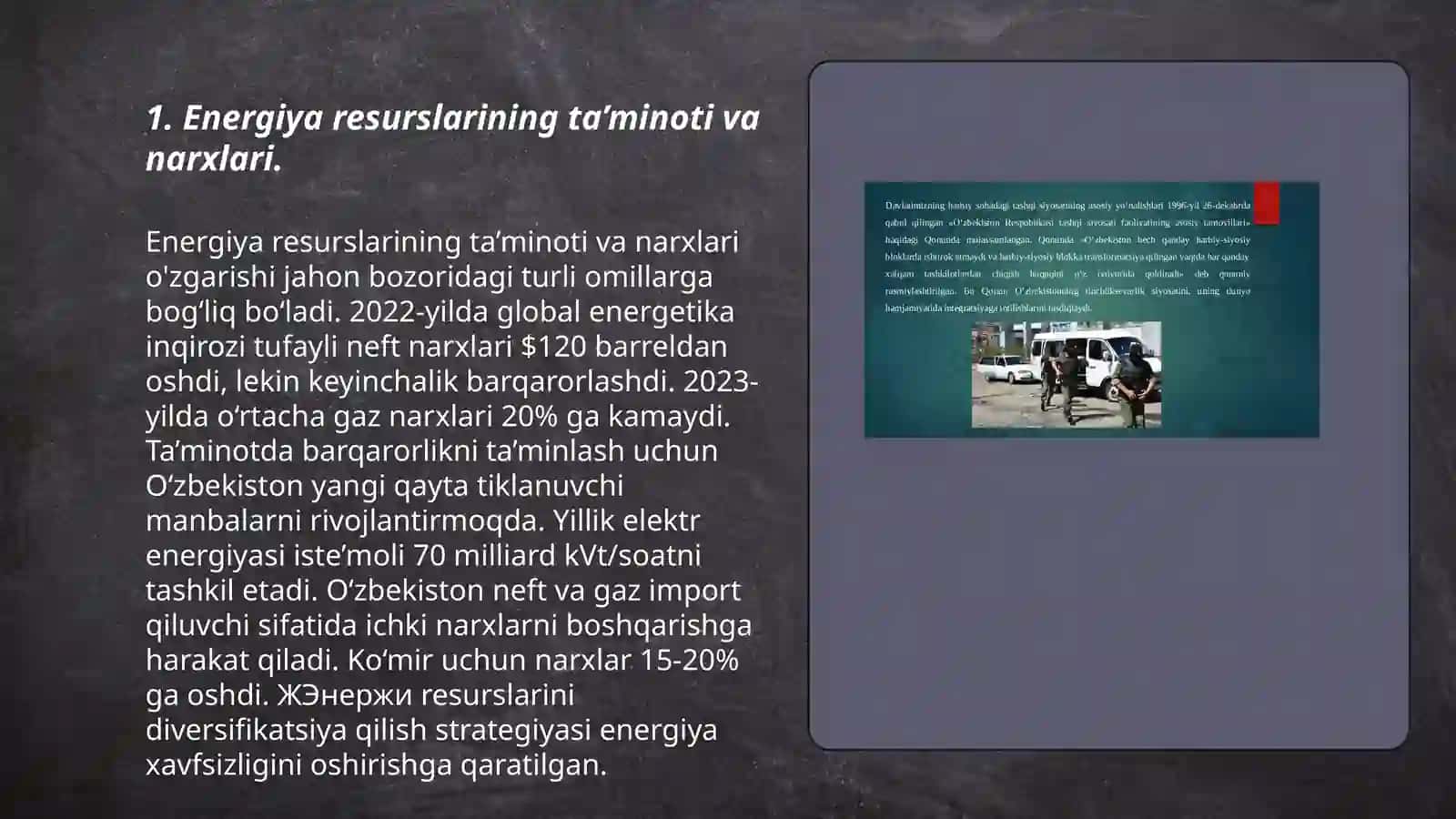 Energiya resurslarining ta’minoti va narxlari 3
