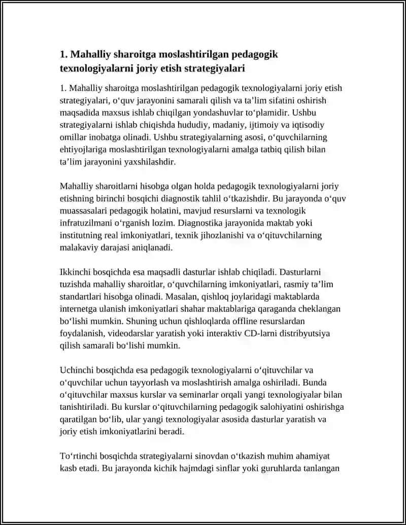 Mahalliy sharoitga moslashtirilgan pedagogik texnologiyalarni joriy etish strategiyalari 3