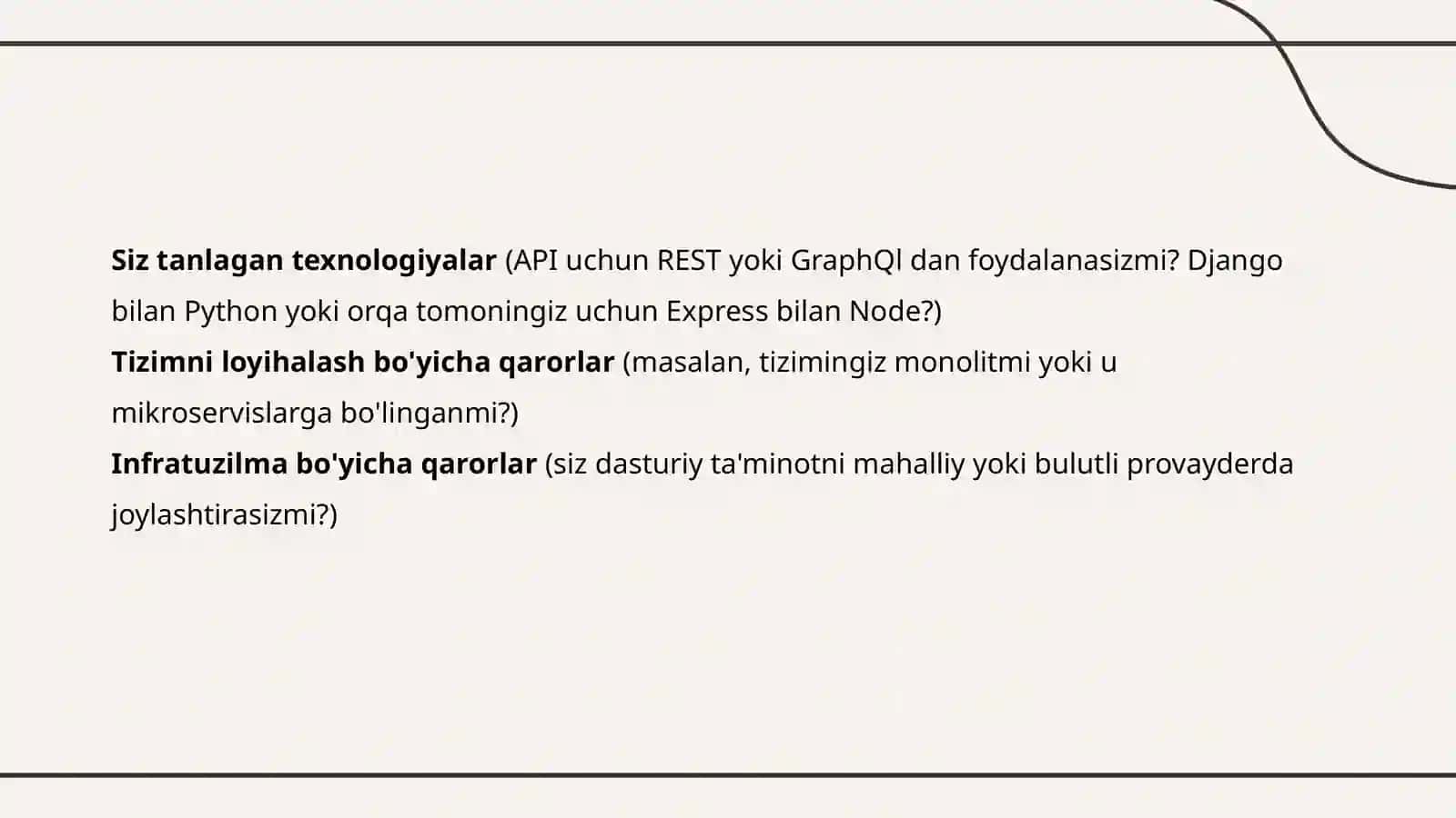 Dasturiy ta’minot arxitekturasi va arxitekturaviy loyihalash 3