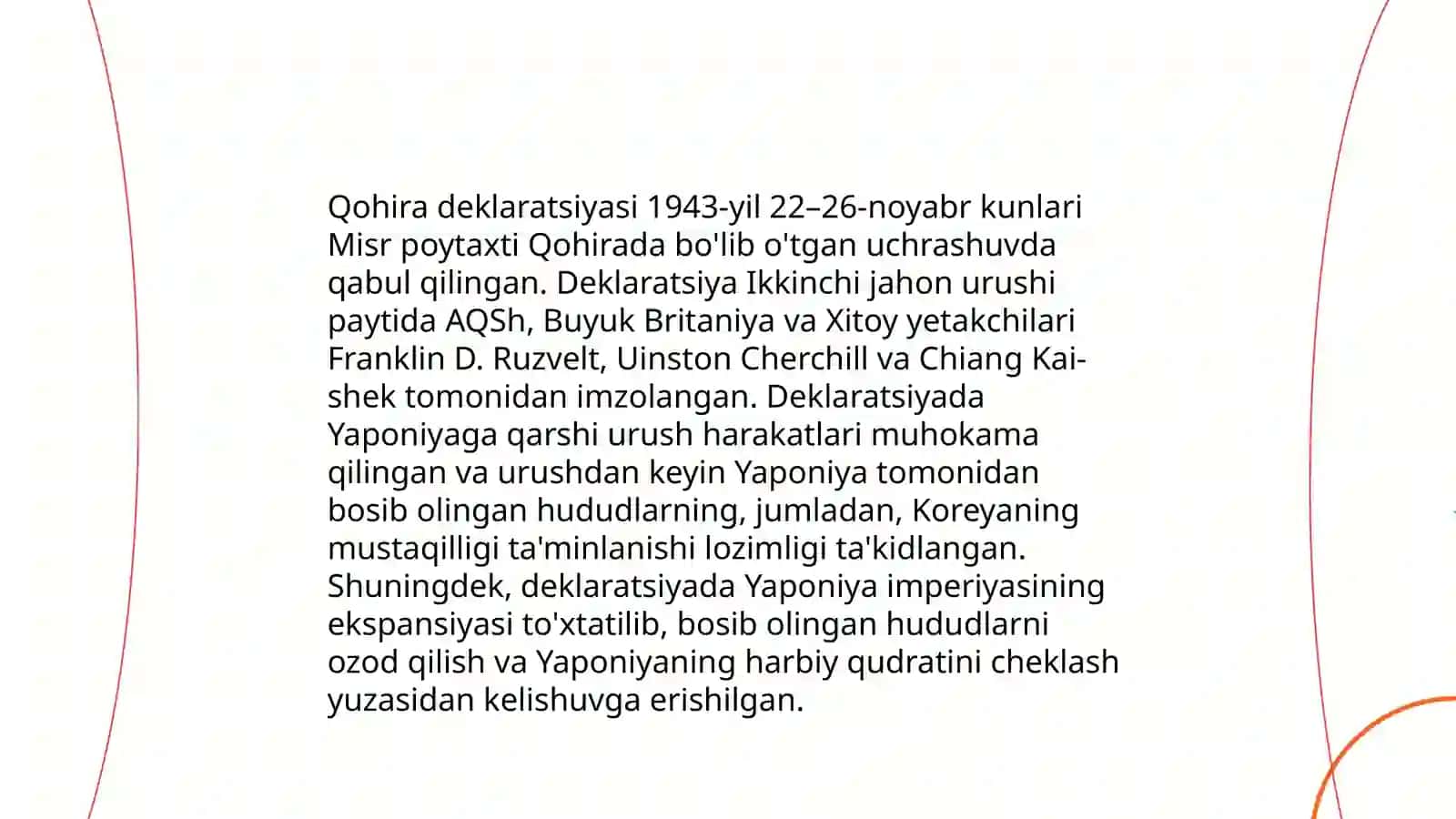 Qohira deklaratsiyasi tarixi va mazmuni borasida tahliliy maqola tayyorlash 3