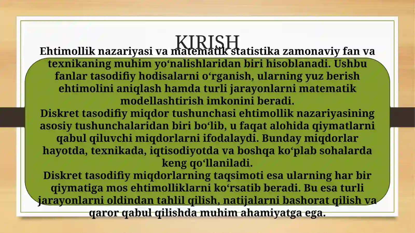 EHTIMOLLAR NAZARIYASI VA MATEMATIK STATISTIKA 3