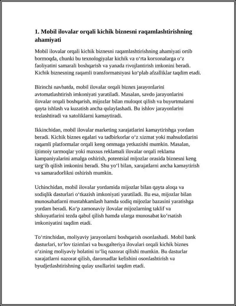 KICHIK BIZNES VA TADBIRKORLIKNI RIVOJLANTIRISHDA MOBIL ILOVALARNING AHAMIYATI 3