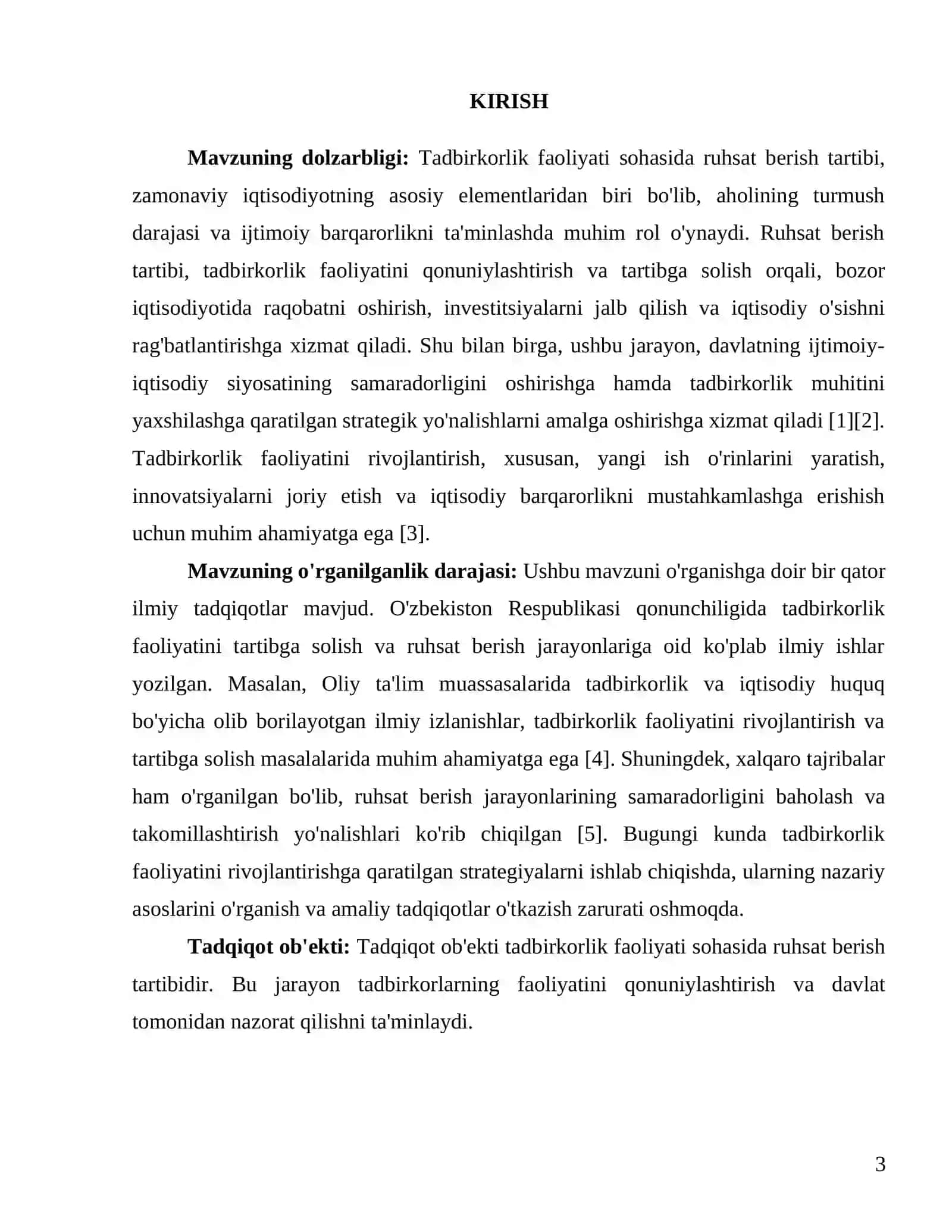 Tadbirkorlik faoliyati sohasida ruhsat berish tartib tamoili 3