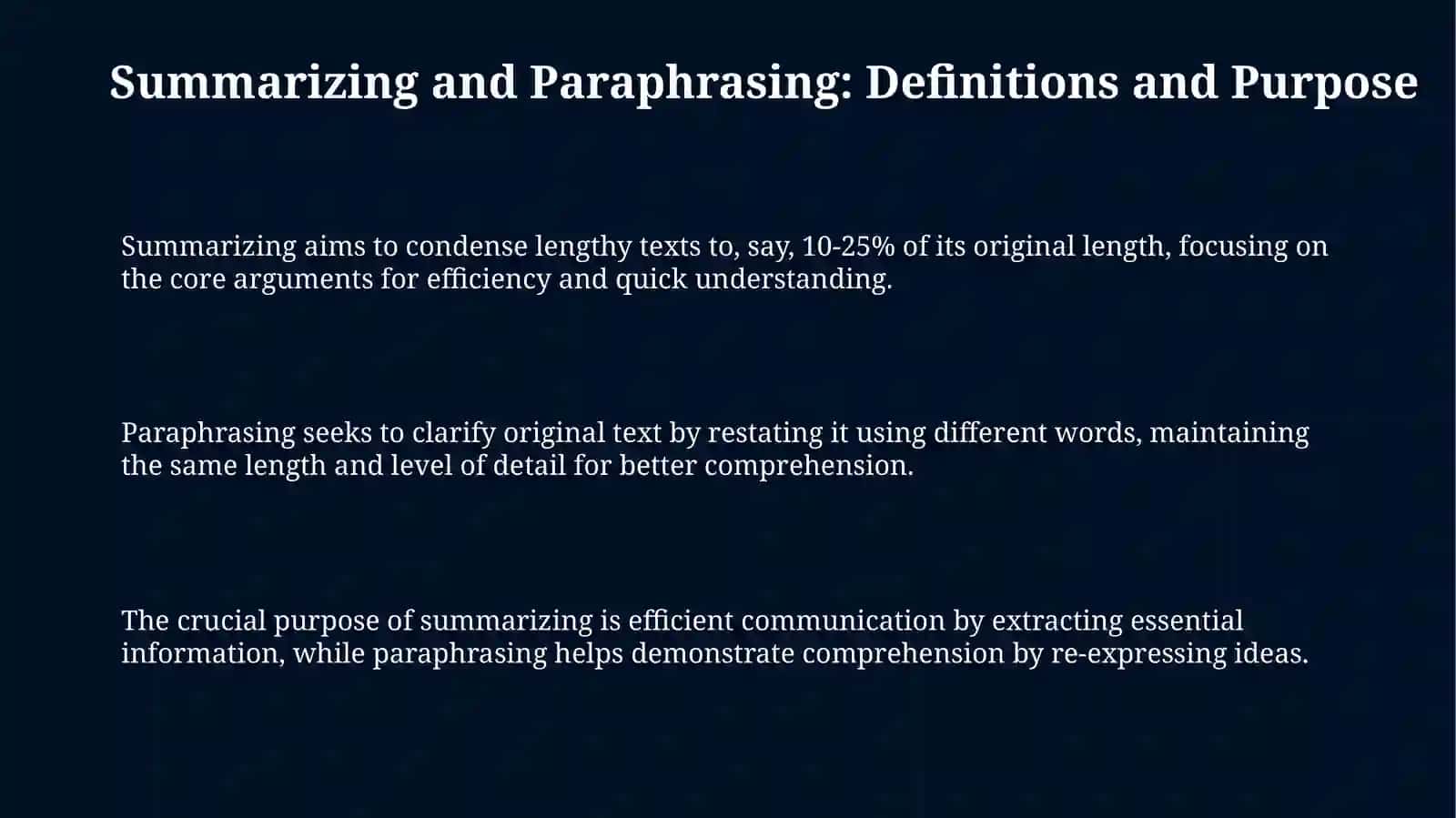 Summarizing and Paraphrasing 3