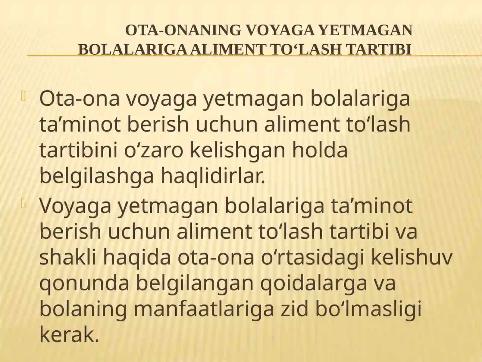 Aliment hisoblash va to’lash tartibi. Ushlanmalar haqida tushuncha 3