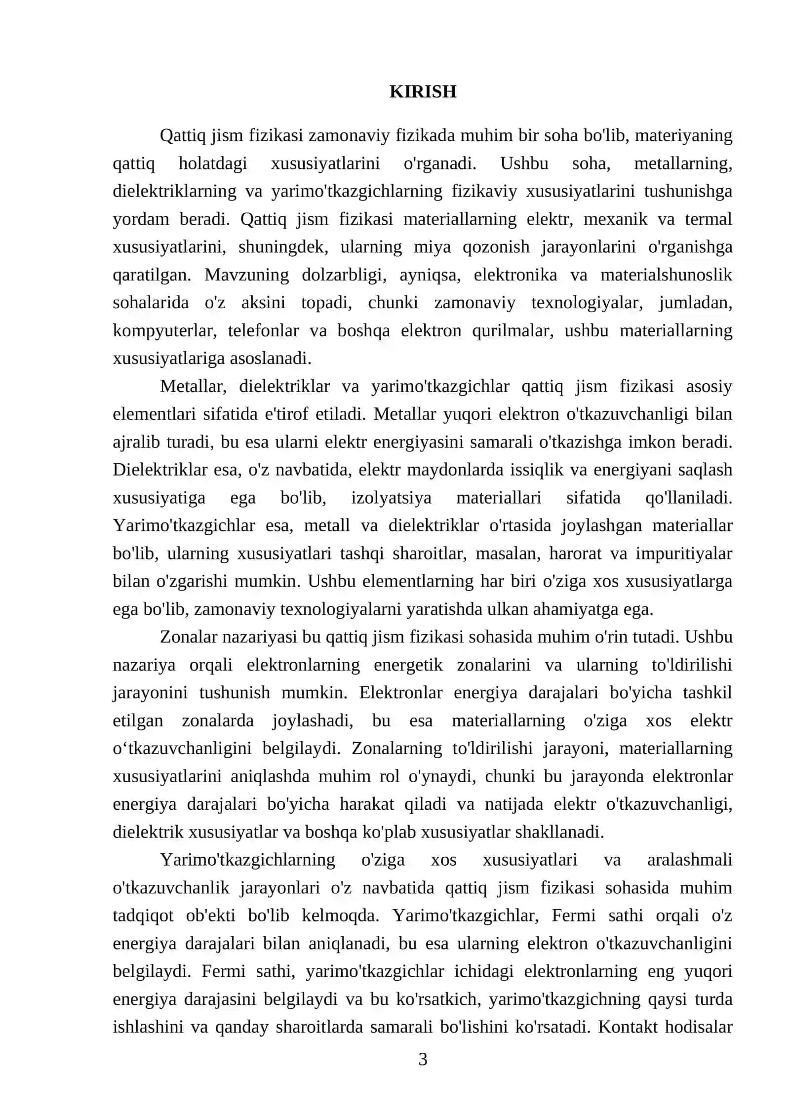 Qattiq jism fizikasi elementlari. Metallar, dielektriklar va yarimo‘tkazgichlar 3
