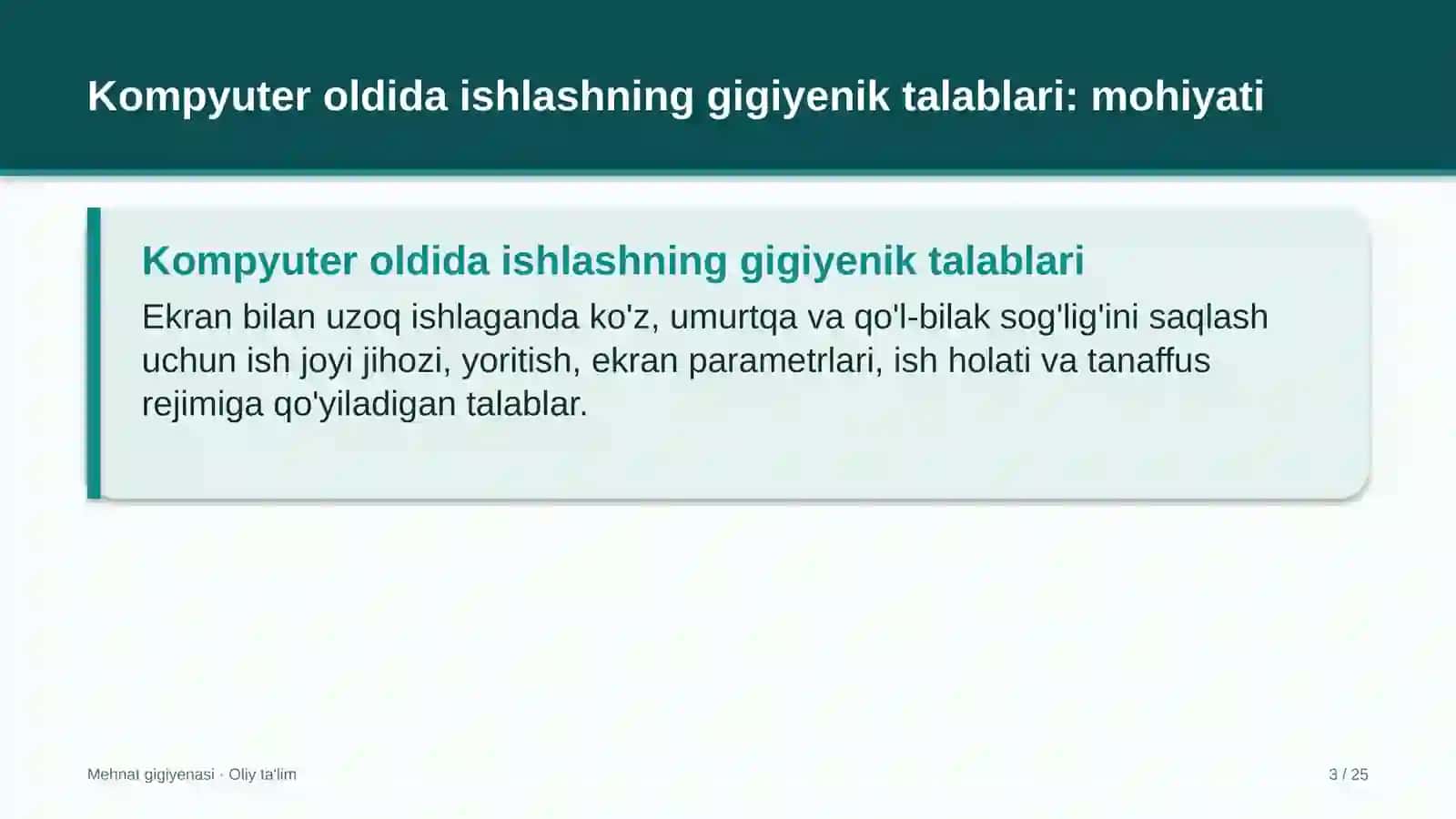 avtomobillarga gaz to'ldirish shoxobchalarida kompyuter oldida ishlashning gigiyenik talablari 1096 3