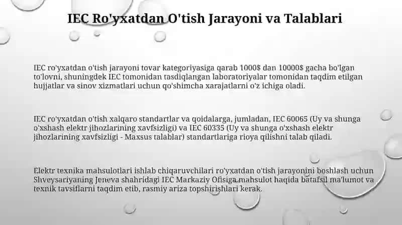 Xalqaro elektro texnika komissiyasi (IES) faoliyati 3