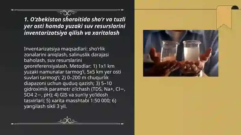 Oʻzbekiston sharoitida shoʻr suvlarni chuchuklashtirish gʻoyasini yaratish 3
