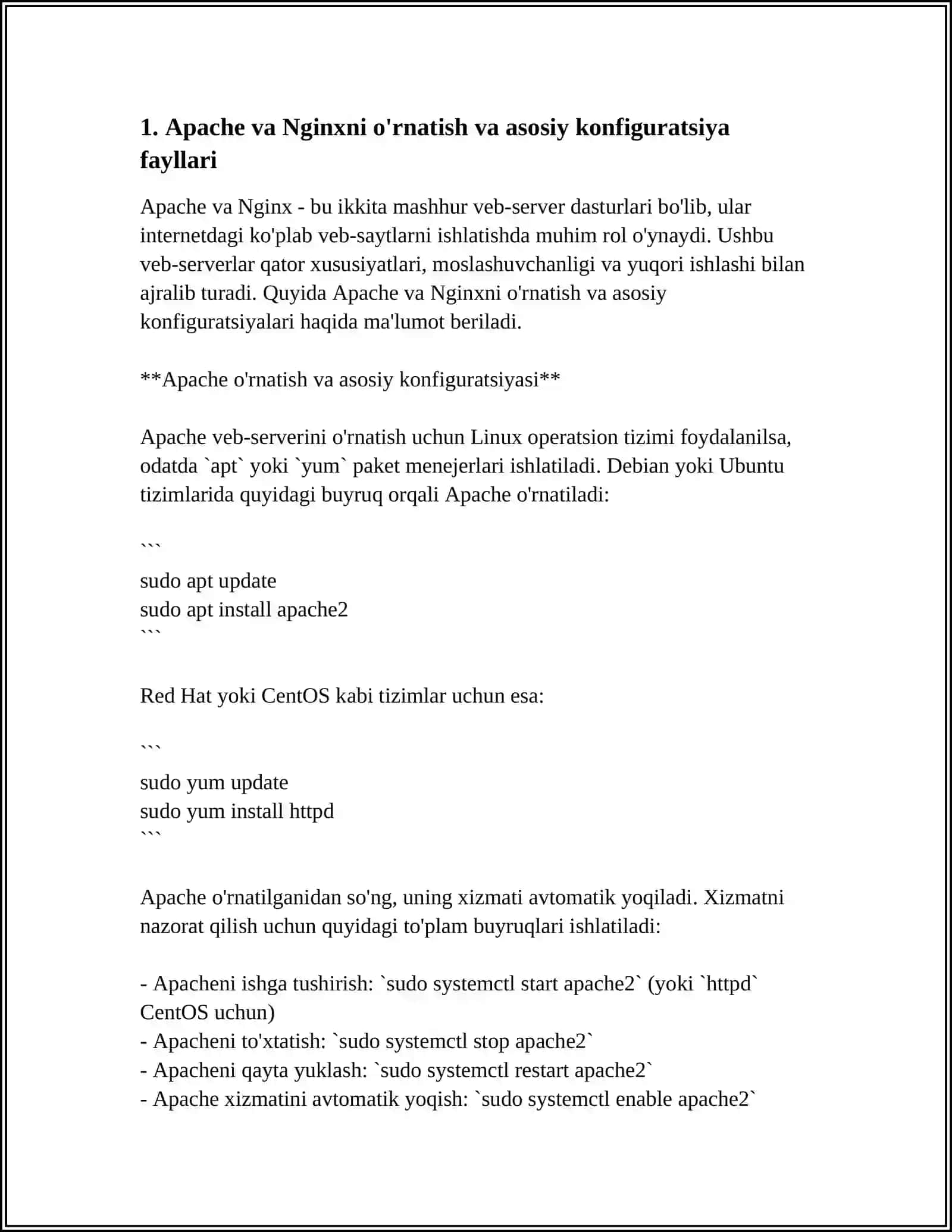 WEB SERVER VA ULARNI SOZLASH ( APACHE, NGINX) 3