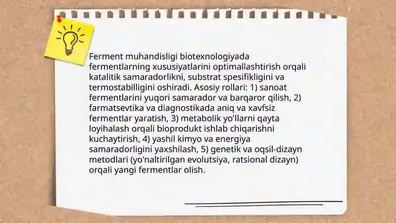 Fermentlar muxandisligining biotexnologiyadagi òrni 3