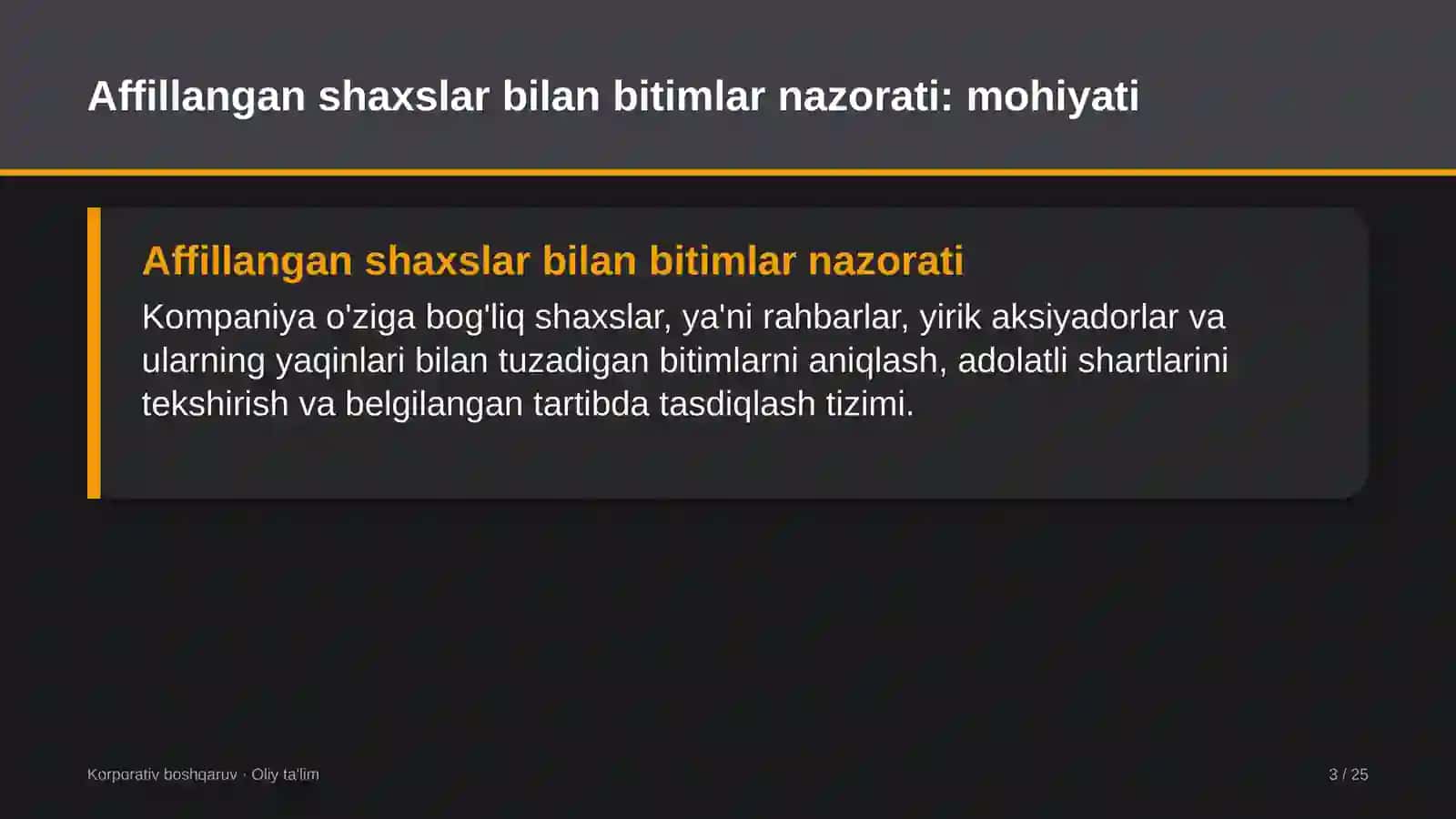 Korporativ boshqaruv · Oliy ta'lim 3