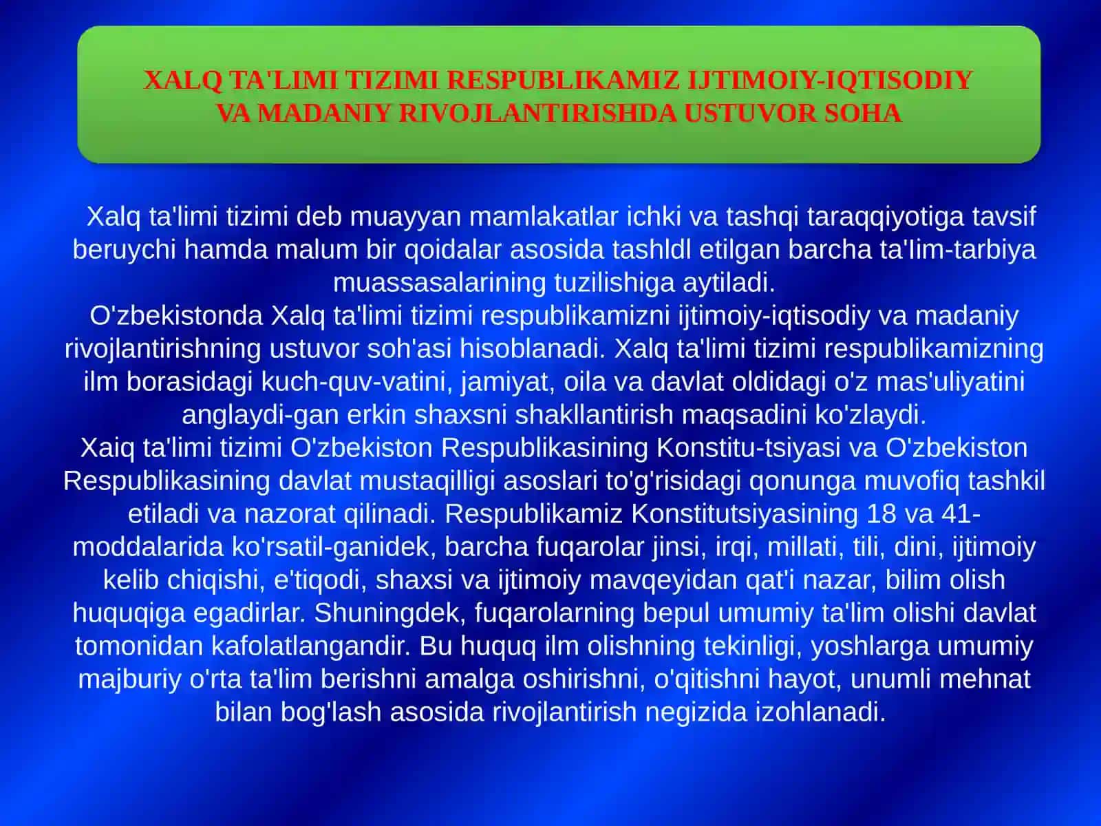 Xalqta'limi Tizimi Respublikamiz Ijtimoiy-Iqtisodiy va Madaniy Rivojlantirishda Ustuvor Soha 3