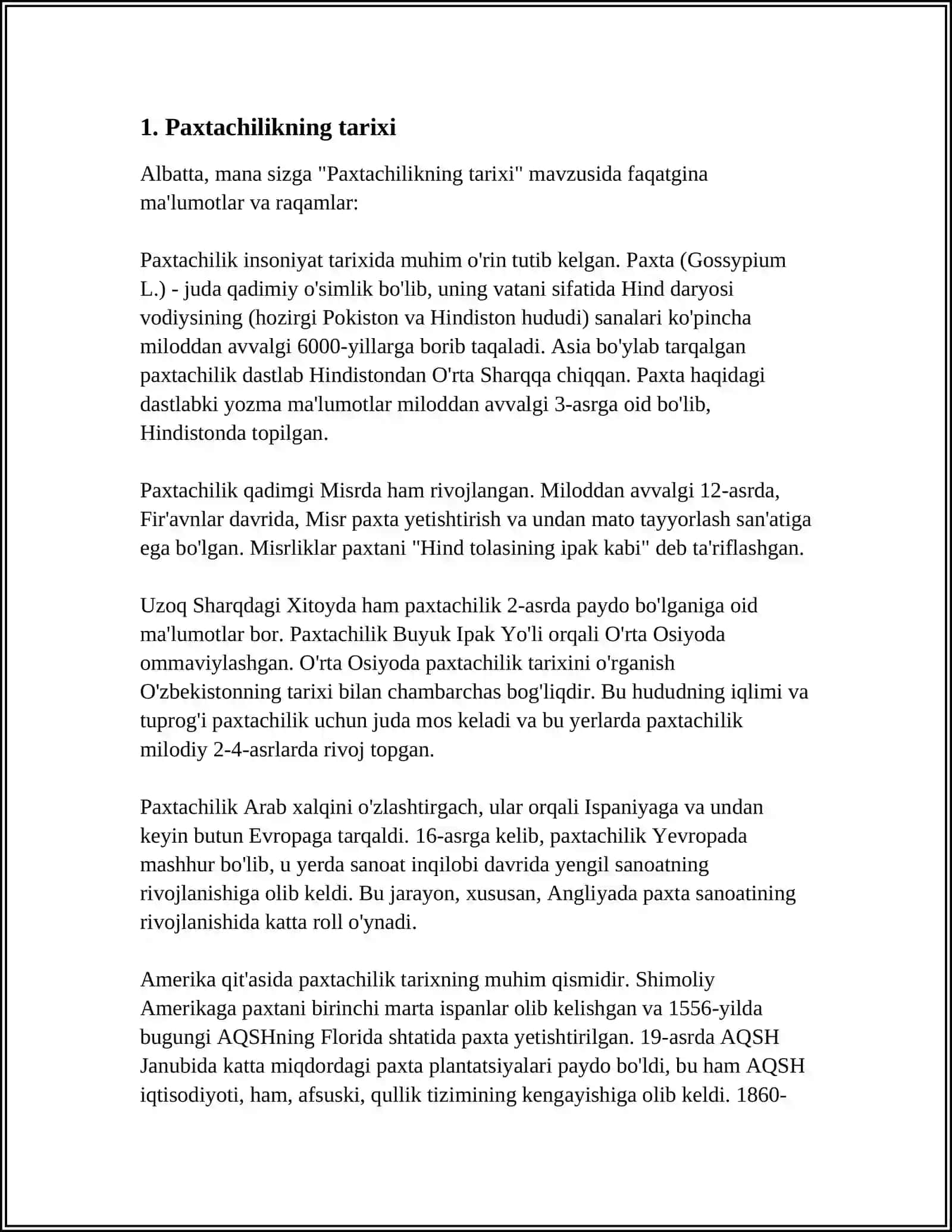 Paxtachilikning tarixi 3