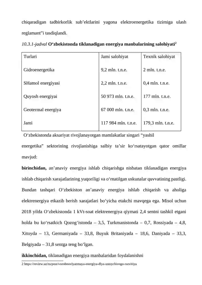 Tiklanadigan energiya manbalarini o‘zlashtirish istiqbollari 3