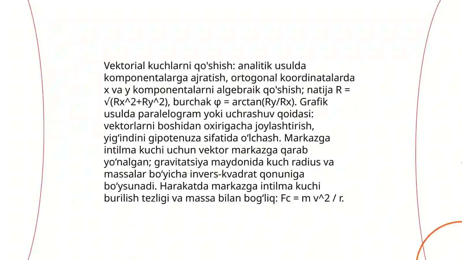 Vektorial kuchlarni qo'shish: analitik va grafik usullar 3