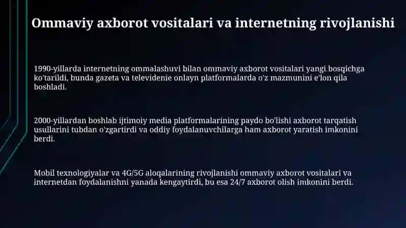 Ommaviy axborot vositalari va internetning rivojlanishi 3